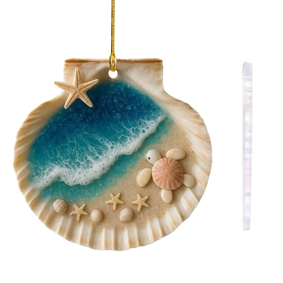 Cheapark Seaside Shells 2D Acrylic Hanging Ornament Pendant Beach Theme Coastal Home Wall Window Decoration
