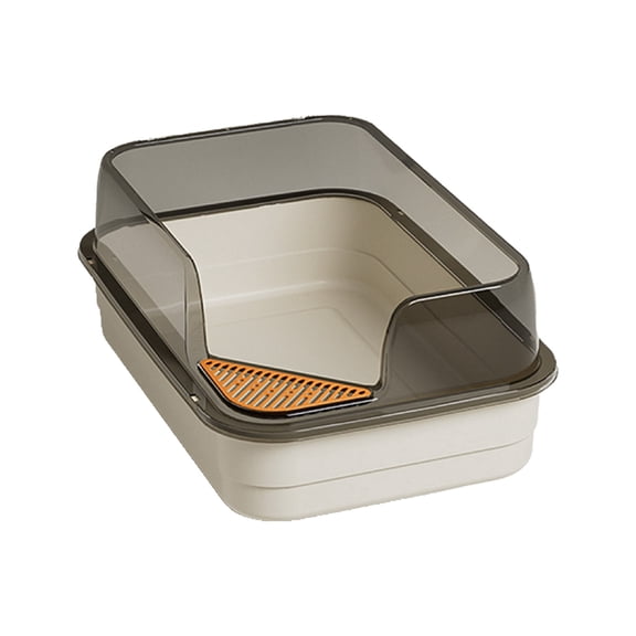 Cheapark Semi Enclosed High Side Cat Litter Box Splash Proof Design For Indoor Cats Comes With Litter Scoop Home Pet Toilet Accessory