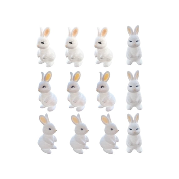 Cheapark Set of 12 Miniature Easter Bunny Figurines for Holiday Rural Decorative Accents