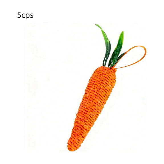 Cheapark Set of 5 Easter Carrot Pendants Glitter Foam Artificial Carrot Ornaments for Rustic Farmhouse Spring Holiday Decor