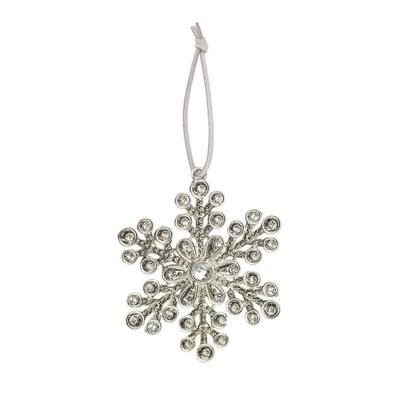 Cheapark Silver Rhinestone Metal Christmas Snowflake Pendant - Sparkling Bright Design - Festive Ornament for Tree Window Christmas Decor