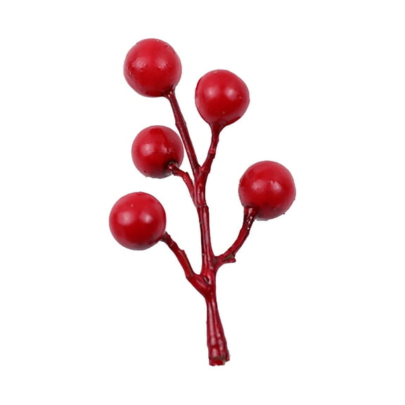 Cheapark Simulation Red Fruit Branch Cutting for Christmas Tree Decoration Small Festive Holiday Ornaments 10-Pack