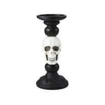 Cheapark Skull Ornament Pillar Candle Holder Halloween Decoration Indoor Resin Wax Candelabra For Tabletop Gothic Centerpiece