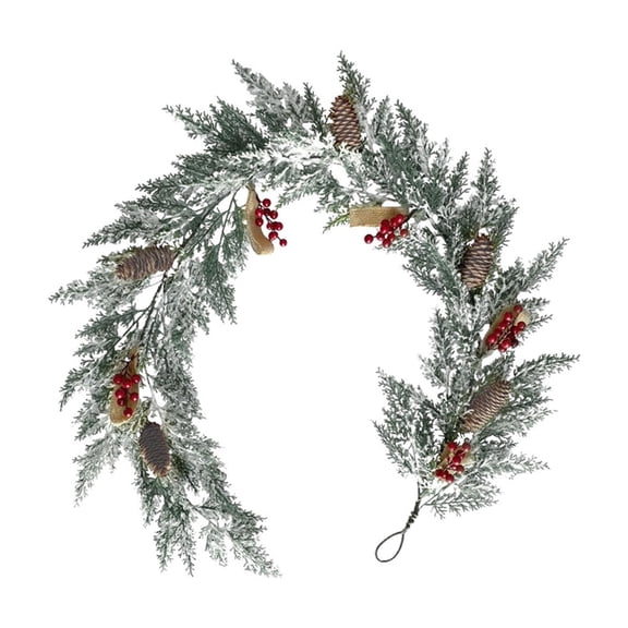Cheapark Snow-Sprayed Pine Needle Christmas Wreath - Artificial Green Cedar Decor, Realistic Texture for Mantel, Tabletop & Porch, Festive Winter Holiday Wreath