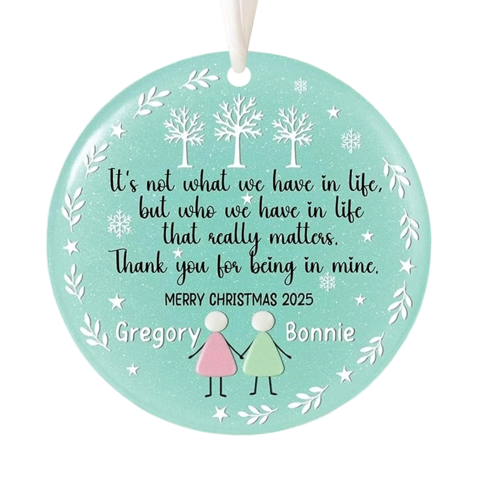 Snowflake Shaped Sea Glass Christmas Ornament – Acrylic Hanging Decor – Art Deco Style