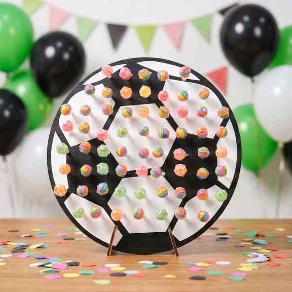 Cheapark Soccer Themed Wooden Pegboard Display Rack For Lollipop Party Layout Storage Gift