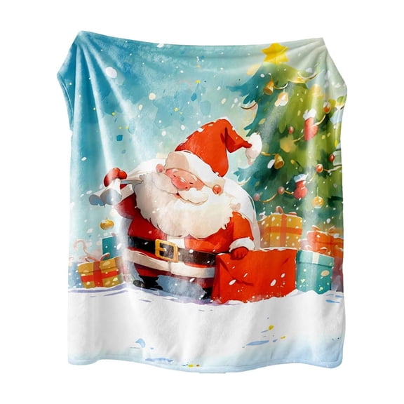 Cheapark Soft Flannel Christmas Print Blanket - 29.5x39.4in Comfortable Throw, Suitable for Bedroom, Sofa & Indoor Holiday Decor