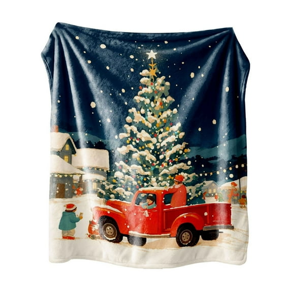 Cheapark Soft Flannel Christmas Print Blanket - 29.5x39.4in Comfortable Throw, Suitable for Bedroom, Sofa & Indoor Holiday Decor