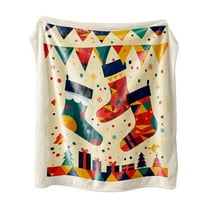 Cheapark Soft Flannel Christmas Print Blanket - 29.5x39.4in Comfortable Throw, Suitable for Bedroom, Sofa & Indoor Holiday Decor