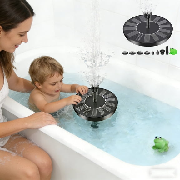 Cheapark Solar Fountain Floating Pump 6.3 Inch Water Feature with Frog Shaped Ornament for Small Pond Yard Outdoor Mini Landscape