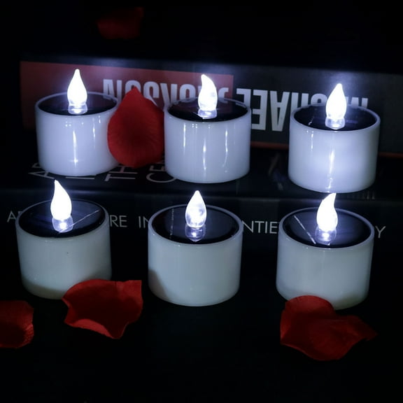 Cheapark Solar Powered Tea Candles: Lifelike Bright Flickering Holiday Gift Flameless Candles Led Tea Lights For Season And Holiday Party Decoration