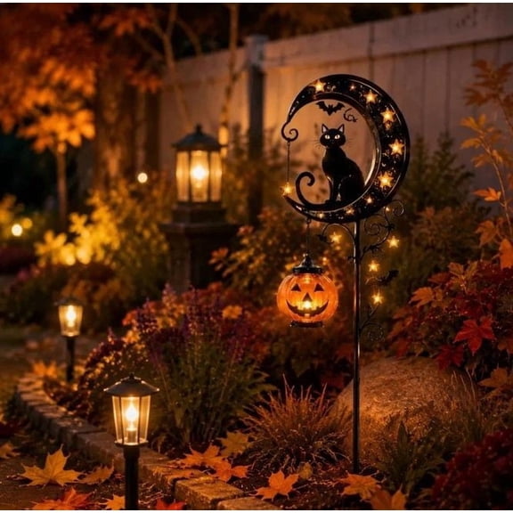Cheapark Solar Pumpkin Ground Stake Light Lantern for Garden Yard Pathway Lawn Halloween Outdoor Decor Landscape Lighting Gift