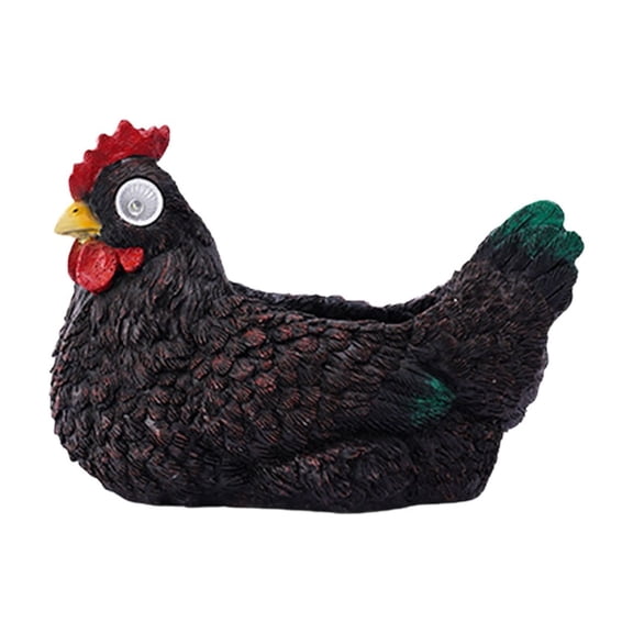 Cheapark Solar Resin Hen Garden Statue Light Up Chick Figurine Decor for Outdoor Patio Lawn Courtyard Balcony Garden Landscape Yard Decor