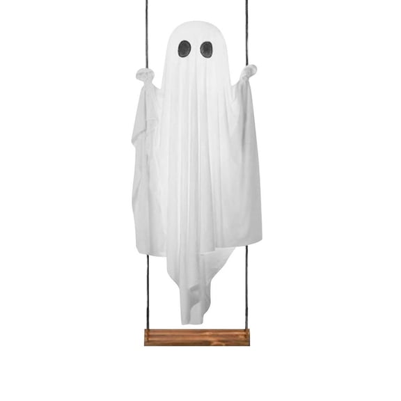 Cheapark Sound Activated Light Ghost Swing Hanging Ornament Remote Control 8 Sound Effects Swag for Front Porch Lawn Tree Patio Halloween Outdoor Spooky Party Prop Decor Gift