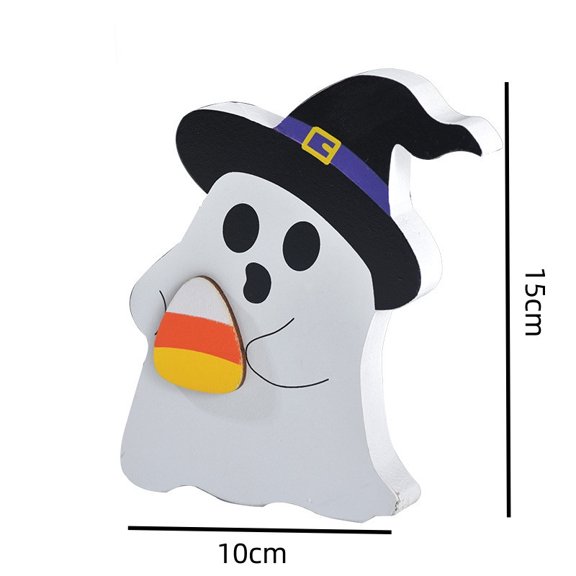 Cheapark Spooky Ghost Figurine - Wooden Desktop Decoration For Halloween Themed Office And Home Decor, Festive Display