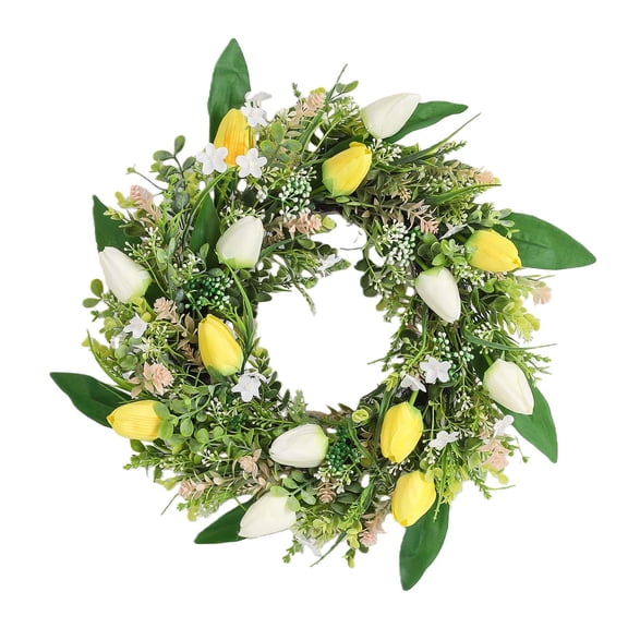 Cheapark Spring Wreath Spring Door Hanging Wreath 13.8 Inches Vibrant Colors Realistic Design Front Door Window Spring Home Decor
