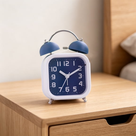 Cheapark Square Bell Alarm Clock With Night Light Household Desktop Clock Gift