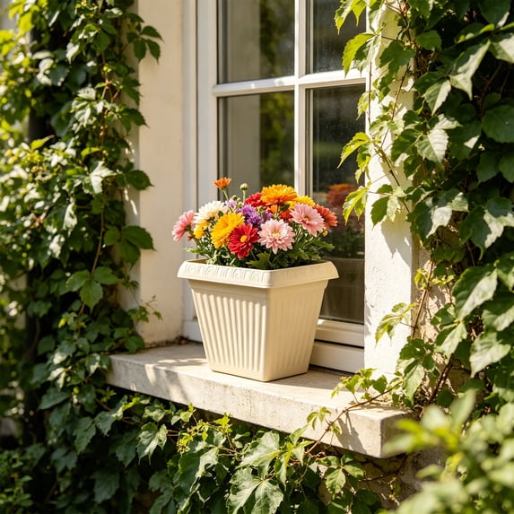 Cheapark Square Plastic Planter Ceramic Style Flower Pot thickened root control pot for floral greenery garden balcony home garden practical decorative pot Gift
