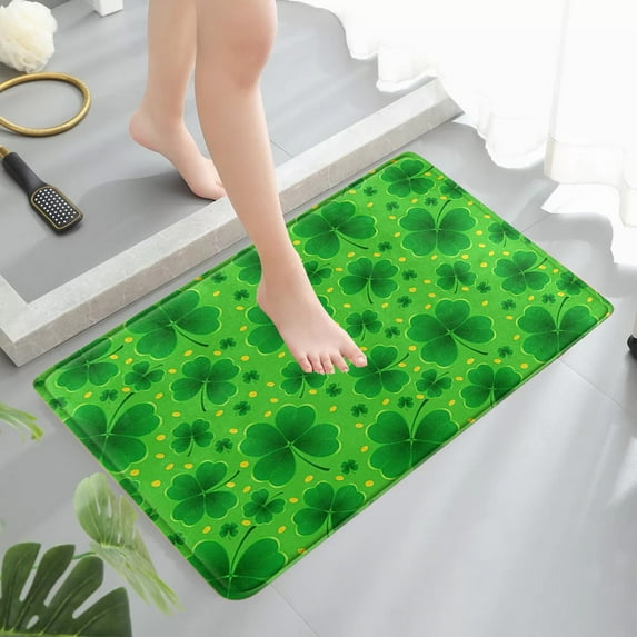 Cheapark St. Patrick's Day Door Mat Front Door Mat Bath Rug Super Absorbent Quick Dry Rubber Backing Non Slip Washable 16x24 Inches Green