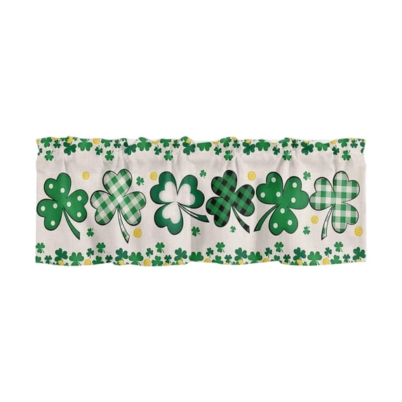 Cheapark St. Patrick's Day Semi-Sheer Kitchen Curtain with Floral Pattern