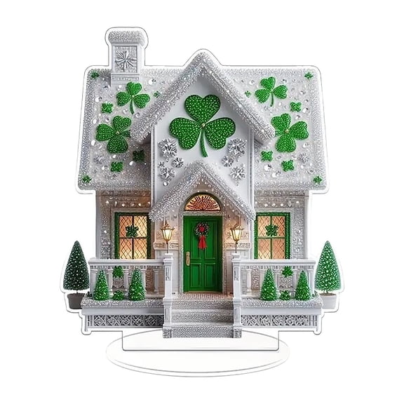 Cheapark St. Patrick’s Gift Day Shamrocks Diamond Painting - Sparkling Acrylic House Ornament, Festive Decor for March 17 Home Par ty Celebrations