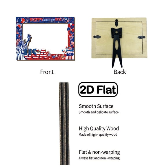 Cheapark Star Flag Wooden Photo Frame For Fourth Of July Patriot Decor Gift