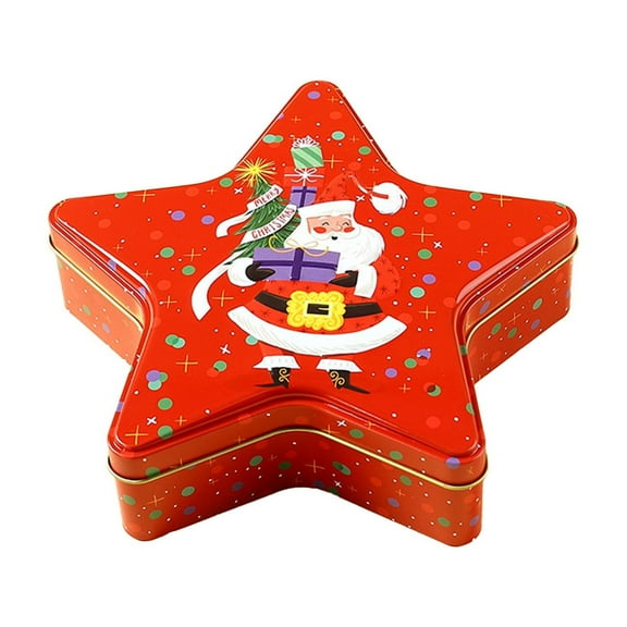 Cheapark Star-Shaped Tin Christmas Candy Box - Empty Snack Storage Container, Decorative Home Holiday Decoration for Chocolate Wedding Candy