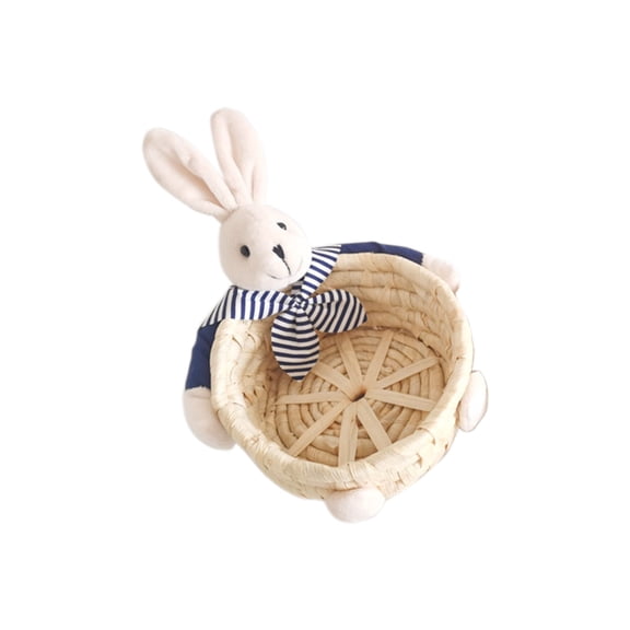 Cheapark Straw Woven Corn Husk Easter Basket - Rabbit Egg Storage Container Home Decor Craft For Easter Spring