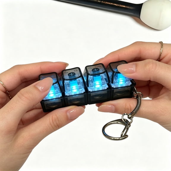Cheapark Stress Relief Keyboard Keychain Mechanical Clicker 4 Button Portable Gadget For Office Daily Leisure Focus Calming Small Pocket Accessory Decor Gift