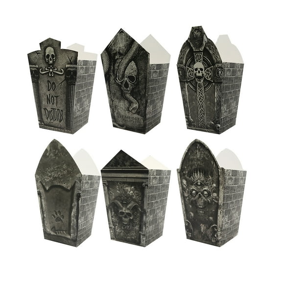 Cheapark Tombstone Popcorn Bucket Candy Box - Halloween Scene Layout Decor - Skull Party Snack Container - Reusable Display