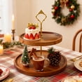 thumbnail image 1 of Cheapark Two Tier Wooden Layered Cupcake Stand Dessert Tower, Wood Serving Tray For Tea Party Wedding Christmas, Cookie Candy Buffet Display Stand For Kitchen Decor Gift, 1 of 6