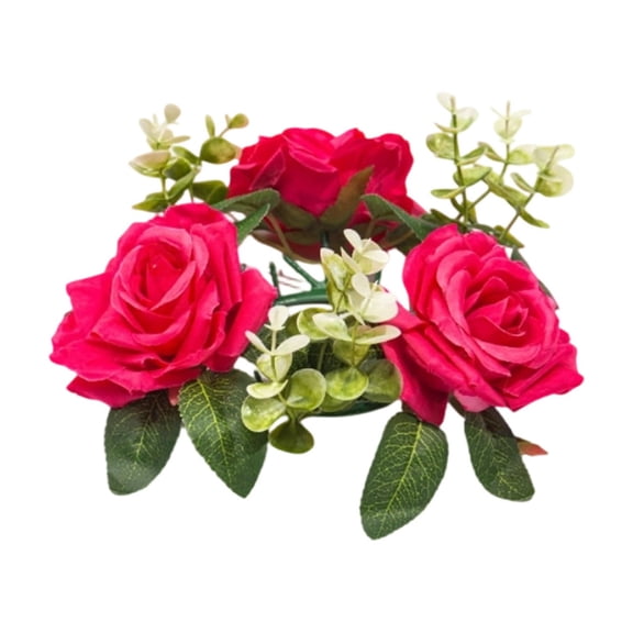 Cheapark V-alentine's Day Artificial Rose Flower Candle Holders And Wreath Window Display And Tabletop Decoration For Weddings And Celebrations Romantic Candle Holders