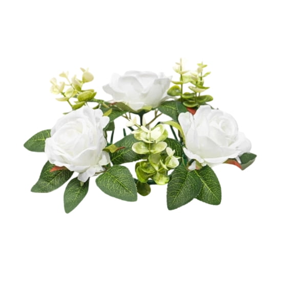 Cheapark V-alentine's Day Artificial Rose Flower Candle Holders And Wreath Window Display And Tabletop Decoration For Weddings And Celebrations Romantic Candle Holders