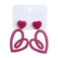 thumbnail image 1 of Cheapark Valentine's Day Hot Pink Heart Earrings - Hollow Minimalist Hypoallergenic Gift Silver Needle Ear Jewelry For Women Ever yday Wear Romantic, 1 of 6