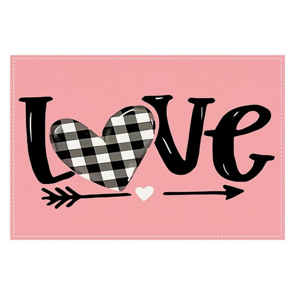 Cheapark Valentine’s Day Linen Meal Mats - Printed Insulation Table Mats, Home Kitchen Essential, Heart-Themed Design for Romantic Dining Experiences