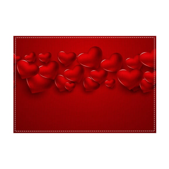Cheapark Valentine's Day Meal Mat - 18x12in Linen Printed Insulation Mat, Western-Style Design for Restaurant Home, Candlelight Dinner Decoration