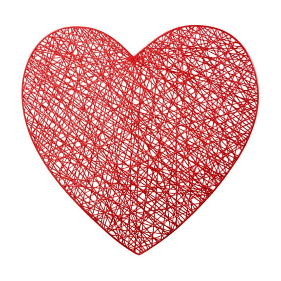 Cheapark Valentine's Day PVC Hollow Placemats - Non-Slip Heat-Resistant Table Mats, Easy to Clean for Holiday Kitchen Dining, Heart-Themed Design to Elevate Romantic Meals