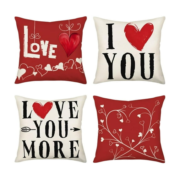 Cheapark Valentine's Day Printed Pillow Cushion Set for Girlfriend - Soft PC Material for Sofa Bedside, Romantic Heart/Couple Designs, 1PC Home Decor that Blends Comfort & Romance