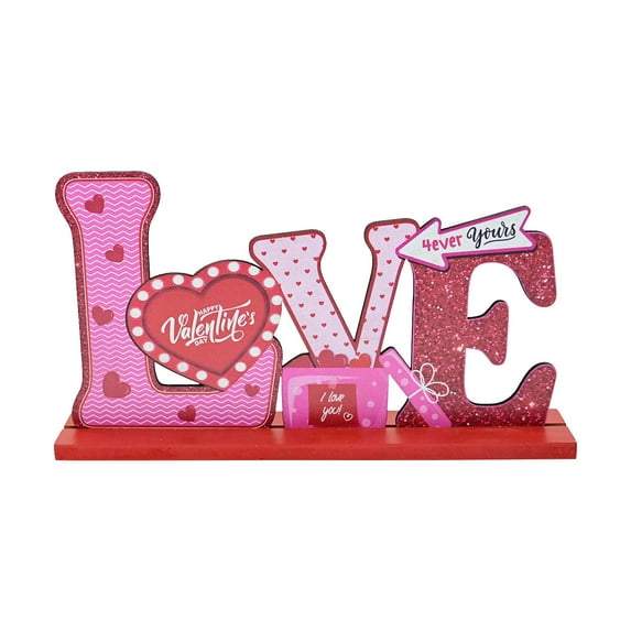 Cheapark Valentine's Day Wooden Craft Decor - Handcrafted Tabletop Ornament with Heart Engravings, Compact Size for Home Office Display, Meaningful Valentine's Day Decoration