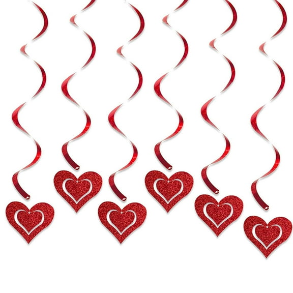 Cheapark Valentines Day Decoration Hanging Ornament Red Heart Spiral Hanging Decor 6 Pack for Home Party Window Decor
