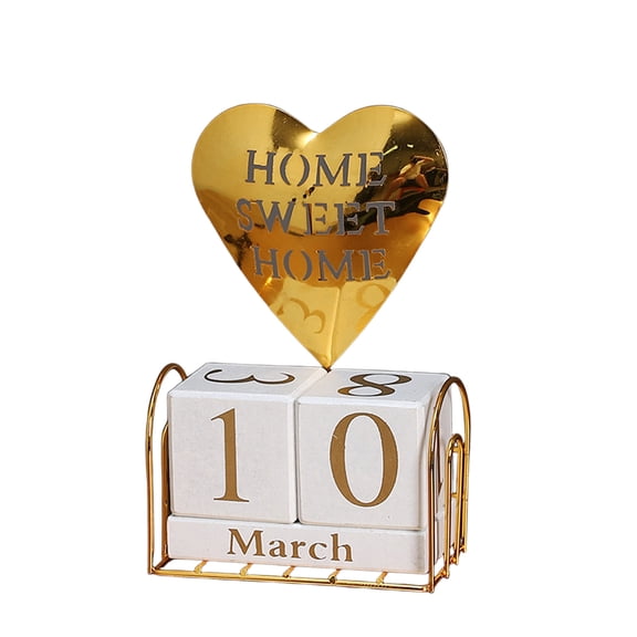 Cheapark Valentines Day Tabletop Calendar Reusable Iron Ornament Building Block Style Desktop Decoration Gift