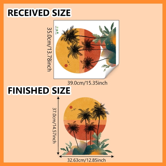 Cheapark Vintage Tropical Decal Sunset Palm Tree Sticker for Living Room Cabinet Study Home Wall Background Decor