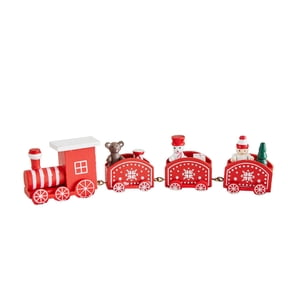 Cheapark Wooden Train Figurine Christmas Desktop Decoration Set - Cute Detailed Design, Tabletop Scene Decor, Perfect for Home & Office Holiday Displays
