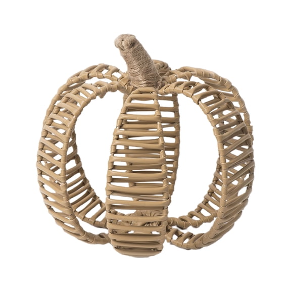 Cheapark Woven Pumpkin Decor Rattan Gourd Tabletop Figurine for Mantel Shelf Halloween Thanksgiving Fall Rustic Festive Decor Gift