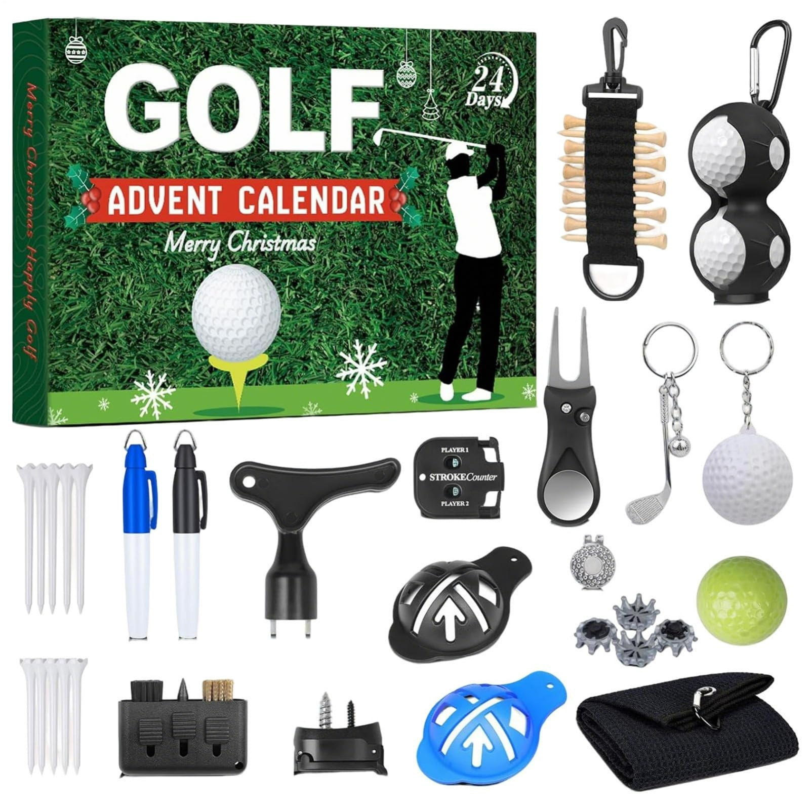 Cheapark2025 Golf Advent Calendar - 24 Days Christmas Countdown with Mini Golf Tools & Accessories, Perfect Gift for Golf Enthusiasts’ Home & Man Caves