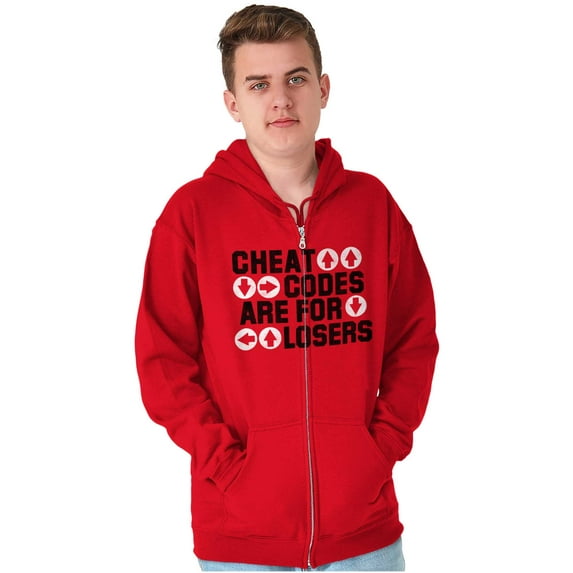Cheat Codes For Losers Video Gamer Zip Up Hoodie Men's Women's Brisco Brands L