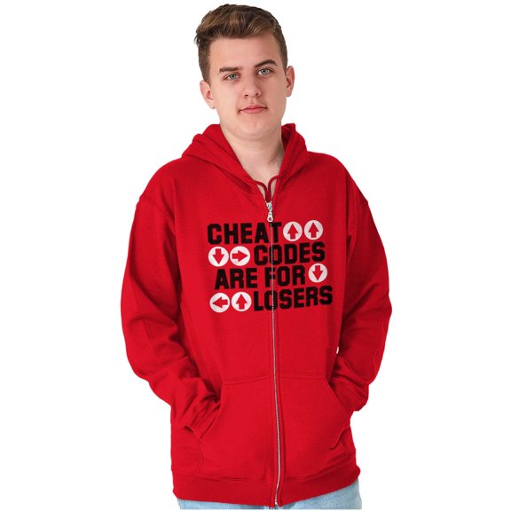 Cheat Codes For Losers Video Gamer Zip Up Hoodie Men's Women's Brisco Brands L