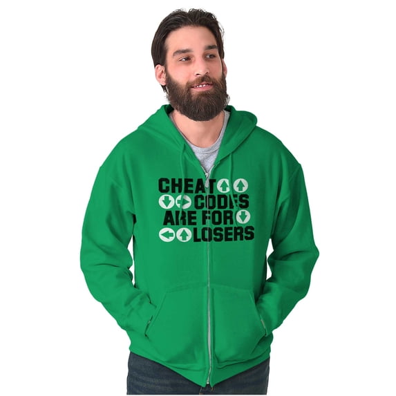 Cheat Codes For Losers Video Gamer Zip Up Hoodie Men's Women's Brisco Brands L