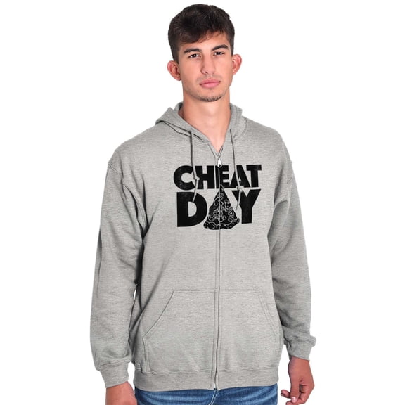 Cheat Day Pizza Fitness Food Craving Unisex Fleece Graphic Zip Up Hoodie Brisco Brands 4X