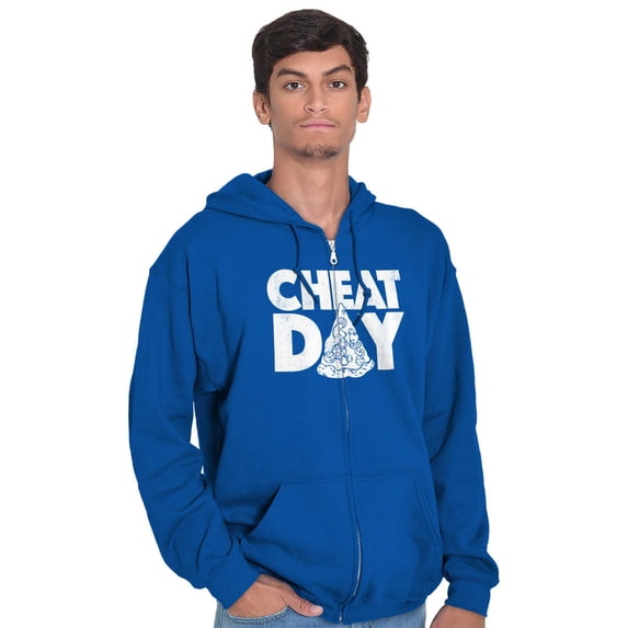 Cheat Day Pizza Fitness Food Craving Unisex Fleece Graphic Zip Up Hoodie Brisco Brands 4X